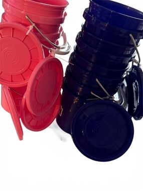 Set of Hot Pink and Navy Stackable Plastic Pails